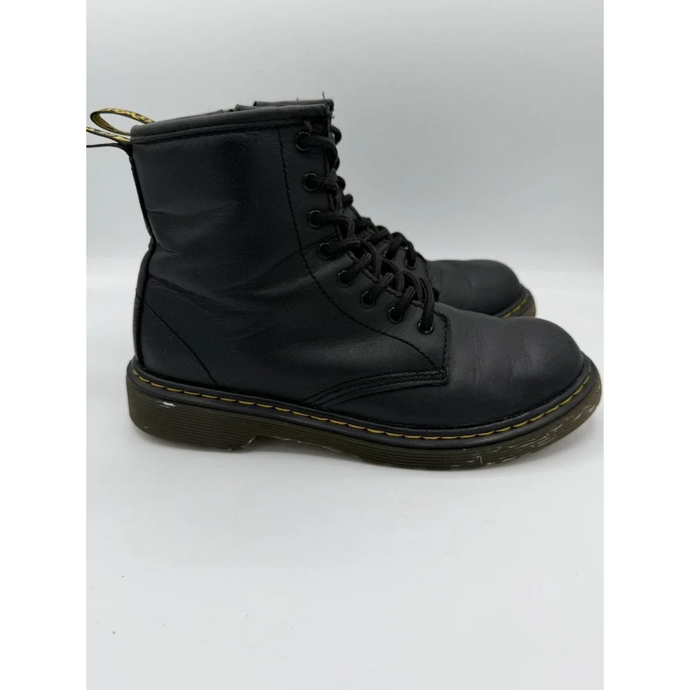 Dr. Martens Junior Collection Softy Lace Up Side Zipper Black Combat Boots Sz 3